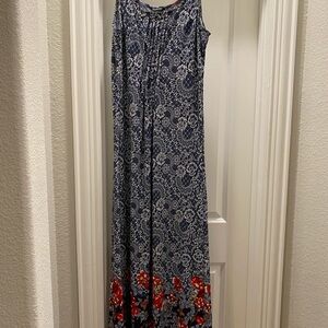 Glamour Blue and Red Patterned Dress